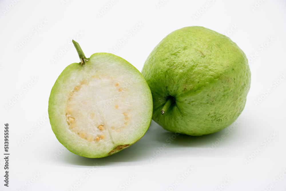 whole green Guava isolated on the white background.fresh fruit whole green Guava isolated on the white background.fresh fruit