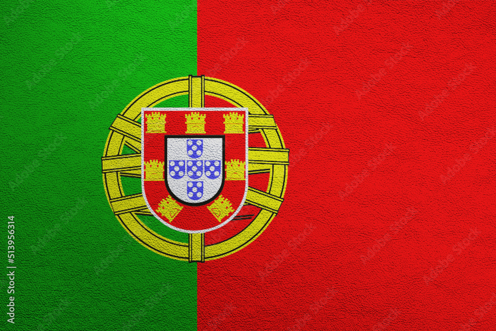 Modern shine leather background in colors of national flag. Portugal