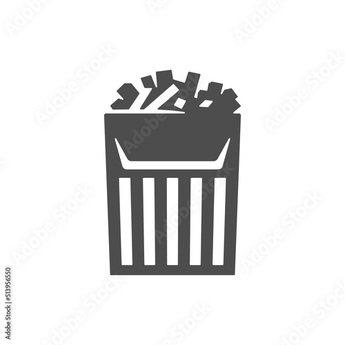 French fries package fresh grilled potato unhealthy fast food restaurant menu vintage icon vector