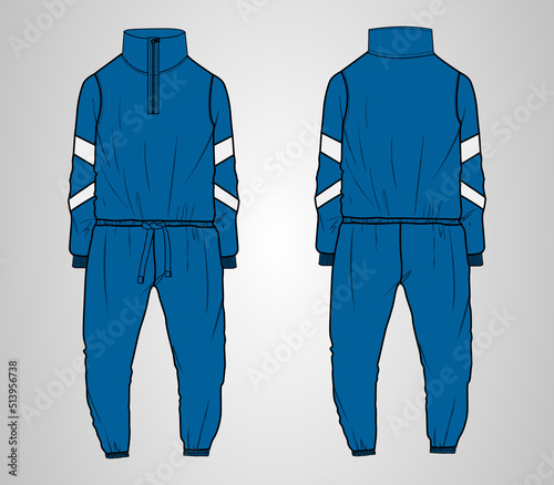 Nightwear dress design Technical fashion flat sketch vector illustration blue Color template front and back views.