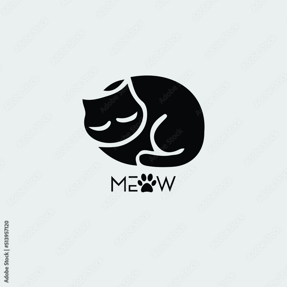 Creative Professional Trendy and Minimal Cat Logo Design in Black and White Color, Minimal Cat Meow Icon Logo in Editable Vector Format Creative Professional Trendy and Minimal Cat Logo Design in Black and White Color, Minimal Cat Meow Icon Logo in Editable Vector Format
