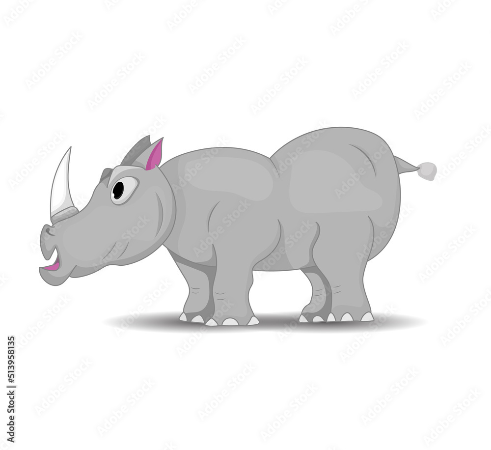 surprise rhino, isolated emoji character cartoon rhinoceros surprised with big eyes sticker emoticon