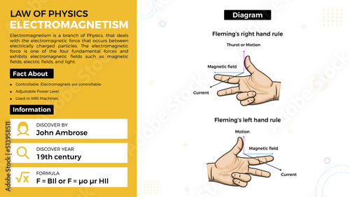 Electro Magnetism theory and facts-Laws of Physics Vector Illustration