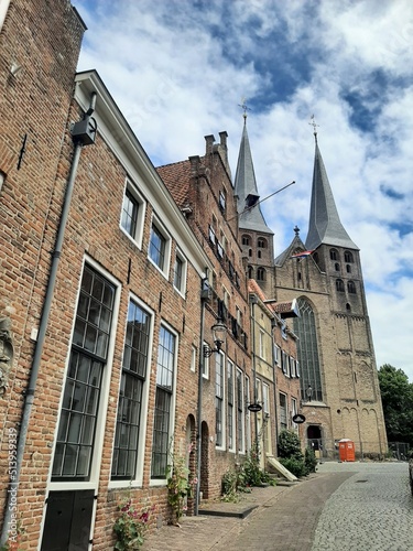 old Dutch houses and a church in Deventer