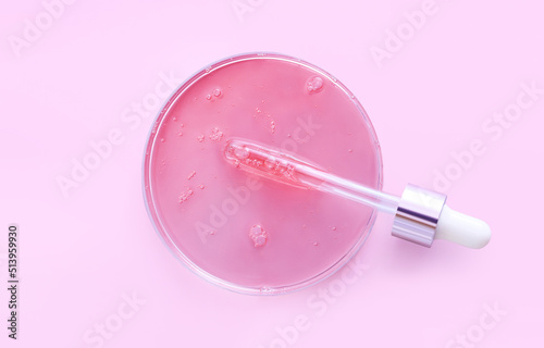 glass pipette serum gel closeup in petri dish