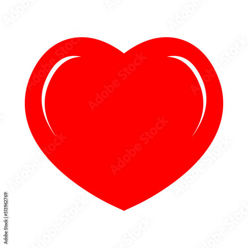 Red heart shape. Emblem of truth, conscience and moral courage. Symbolic source of experiences. Life center symbol. Human body organ. Element for logo, emblem, graphic and web design. Flat red icon.