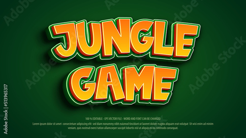 Jungle game 3d style editable text effect