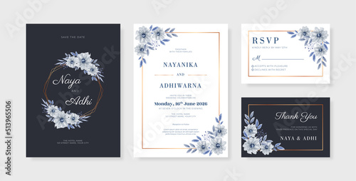 Beautiful black wedding invitation set