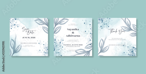 Wedding invitation square set for social media