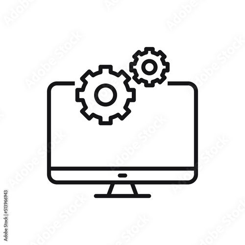 Editable computer repair setup line icon. Vector illustration isolated on white background. using for website or mobile app