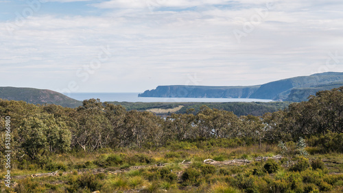 View of Cape Raoul from Surveyors hut, along the Three Capes Track in south-east Tasmania photo