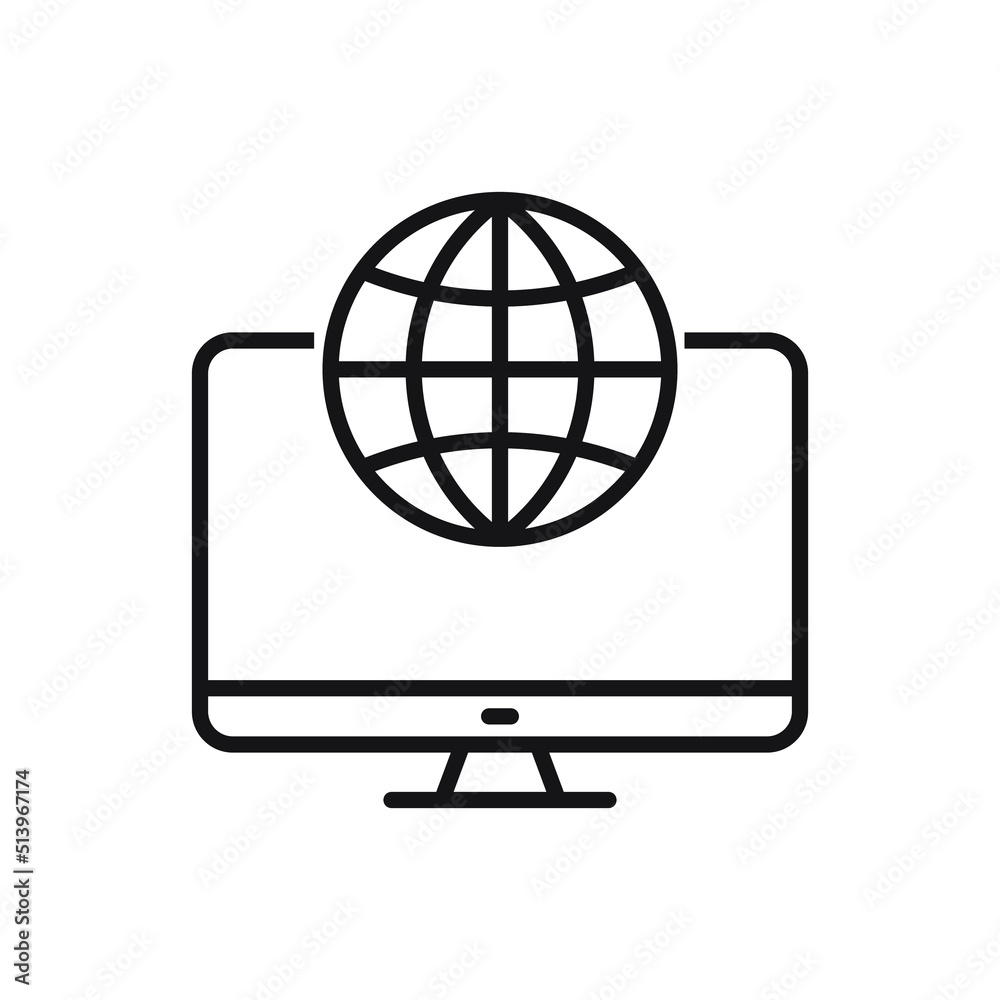 Editable computer world wide web surfing to internet line icon. Vector illustration isolated on white background. using for website or mobile app Editable computer world wide web surfing to internet line icon. Vector illustration isolated on white background. using for website or mobile app