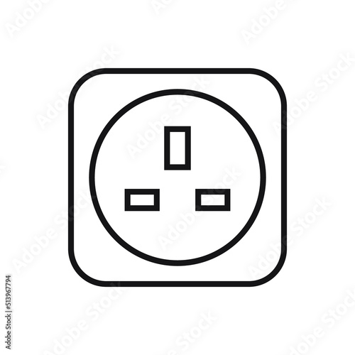 Editable Electric socket line icon. Vector illustration isolated on white background. using for website or mobile app
