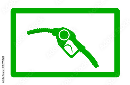 Fuel Petrol Gas Pump Nozzle Icon Sign Symbol Green Colored Vector Illustration