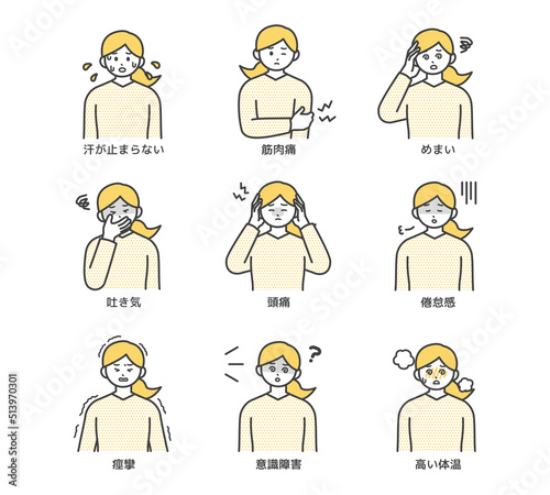 熱中症の症状のイラスト素材