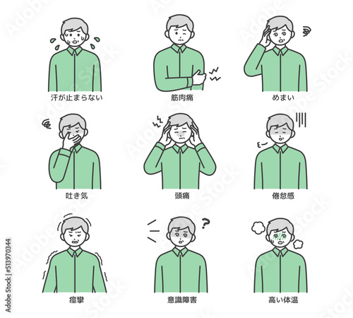 熱中症の症状のイラスト素材