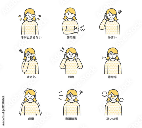 熱中症の症状のイラスト素材