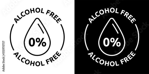 Alcohol free vector label icon. Safe product contain no alcohol sign symbol illustration.