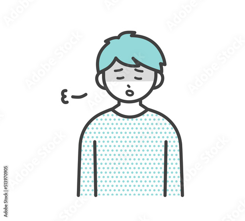 倦怠感がある男の子のイラスト素材
