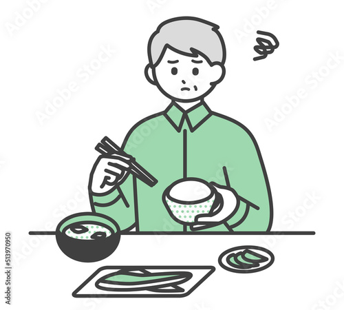 食事をする高齢男性のイラスト素材