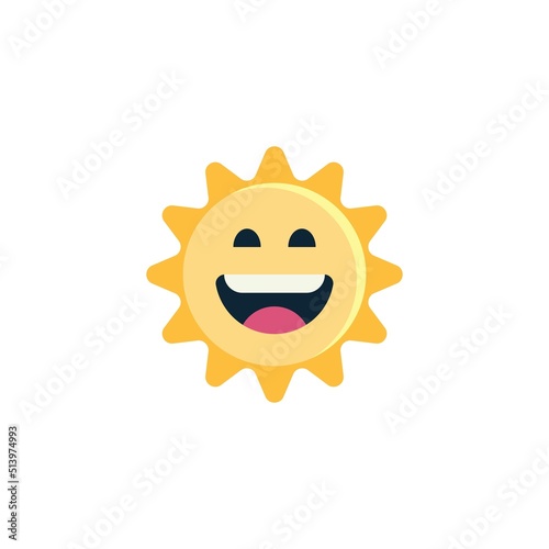 Sun Grinning Face with Smiling Eyes emoticon flat icon
