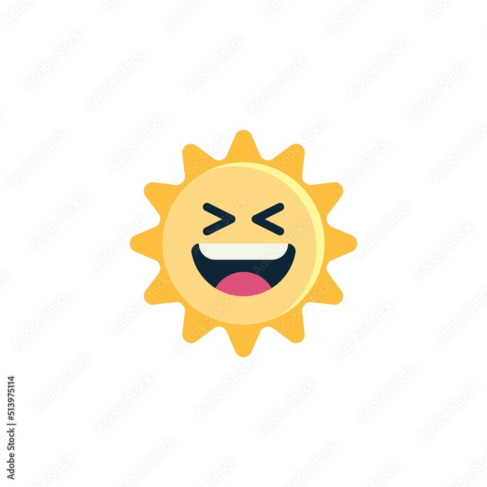 Grinning Squinting Sun Face emoticon flat icon