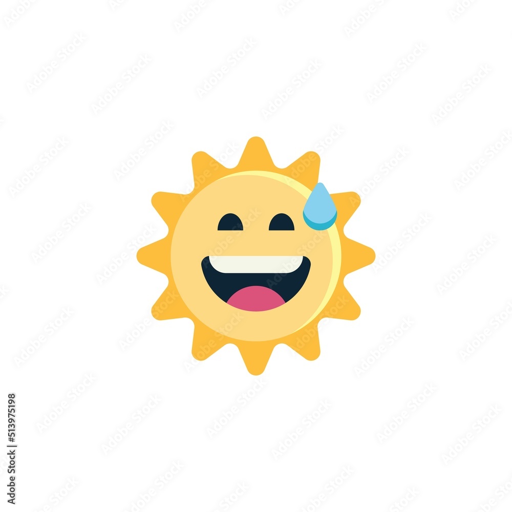 Sun Grinning Face with Sweat flat icon