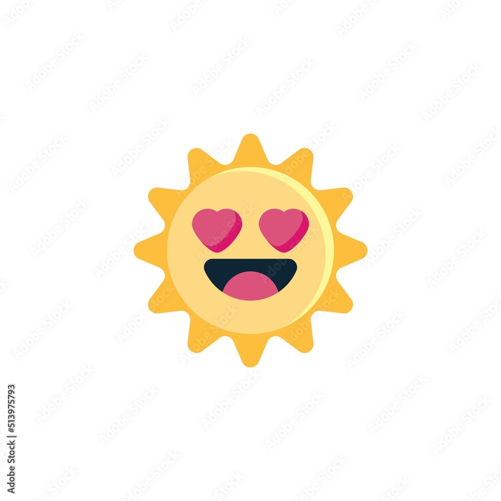 Smiling Sun Face with Heart-Eyes flat icon