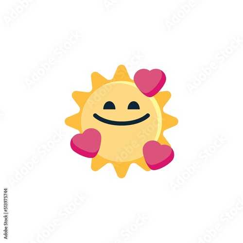 Smiling Sun Face with Hearts emoji flat icon
