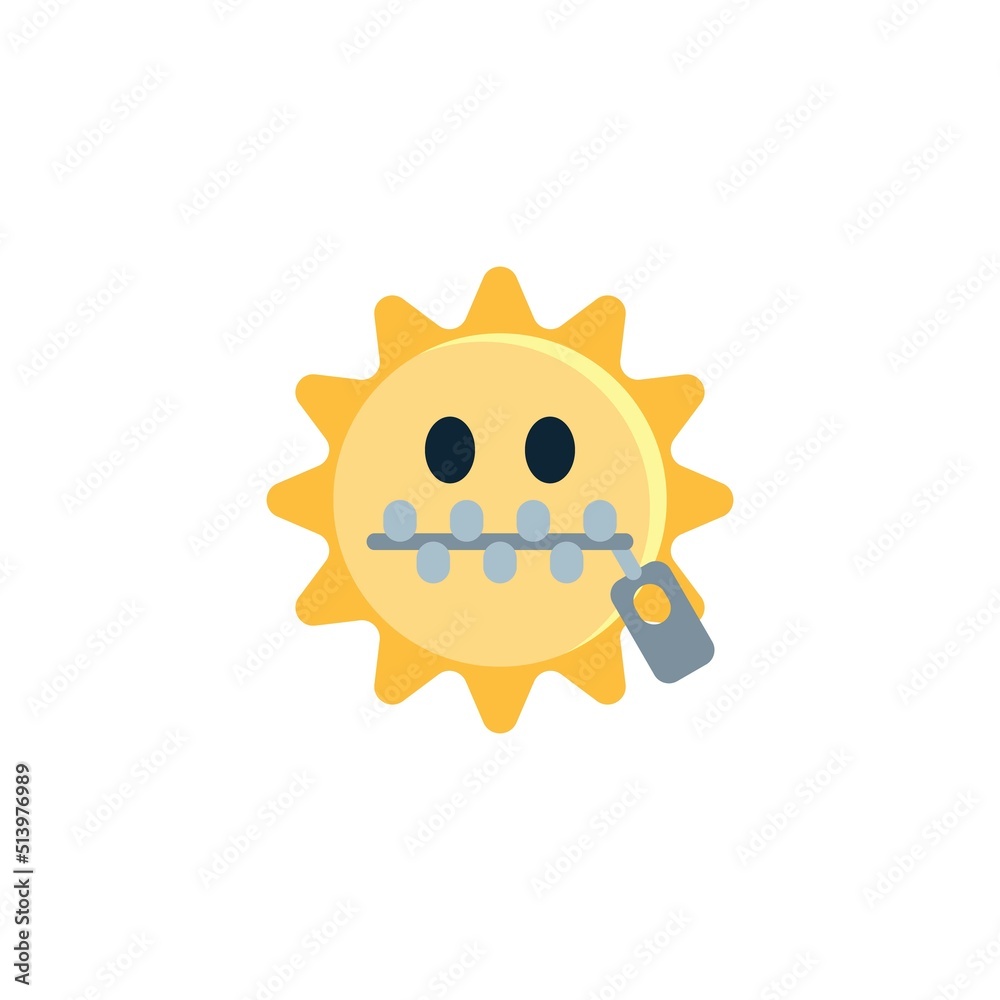 Sun Zipper-Mouth Face flat icon