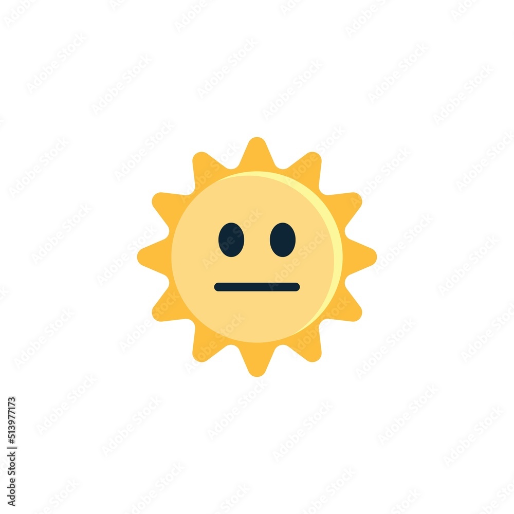 Sun Neutral Face emoticon flat icon