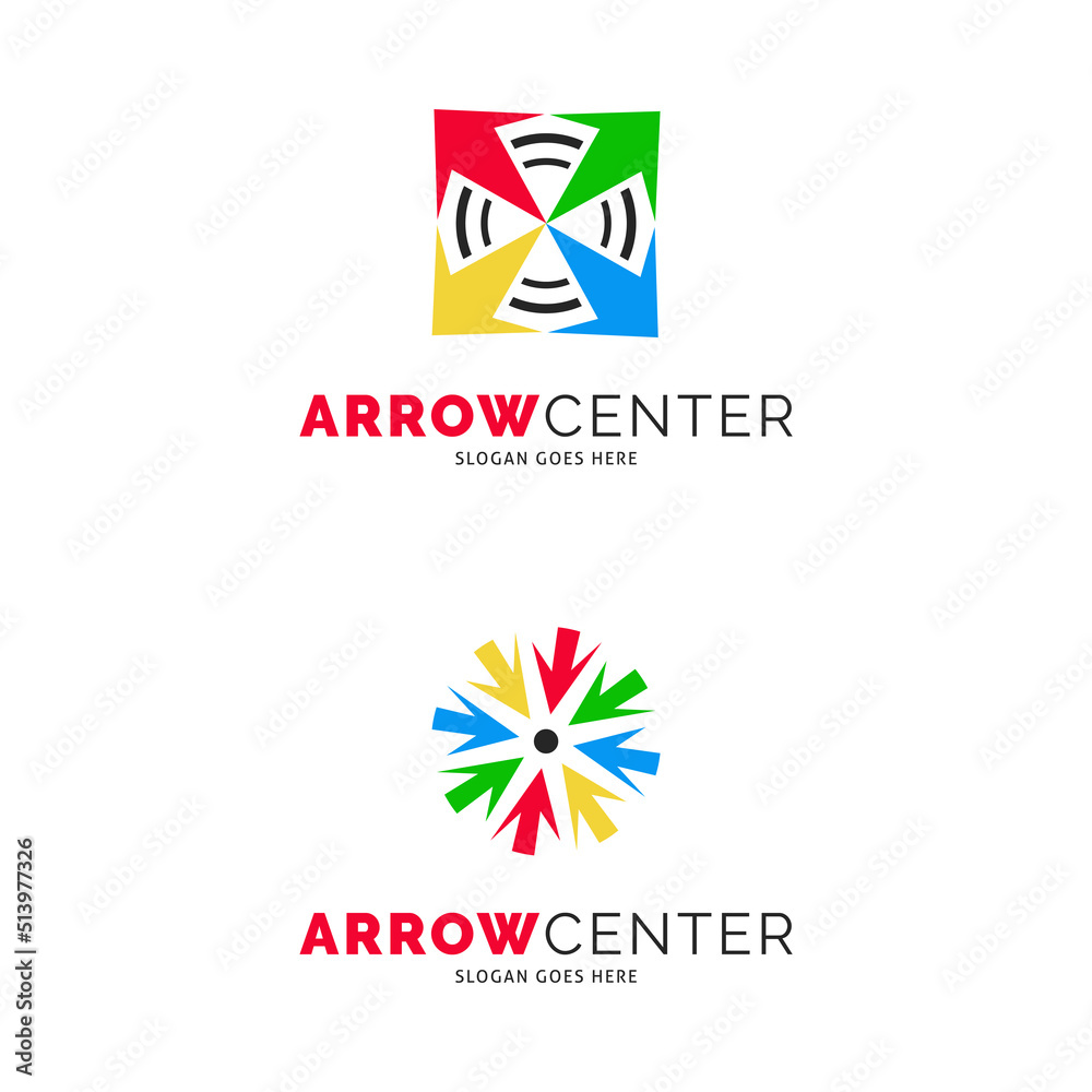 Fototapeta premium Set of Arrow Center Icon Vector Logo Template Illustration Design