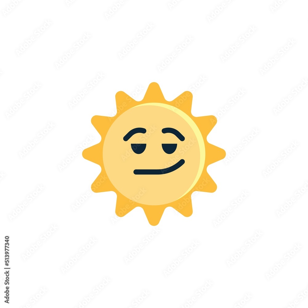 Smirking Sun Face emoji flat icon