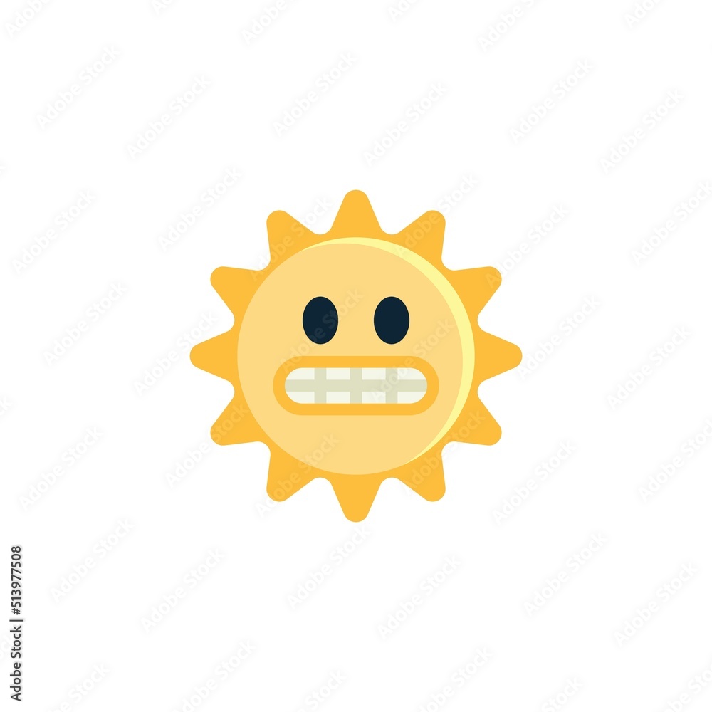 Grimacing Sun Face emoticon flat icon