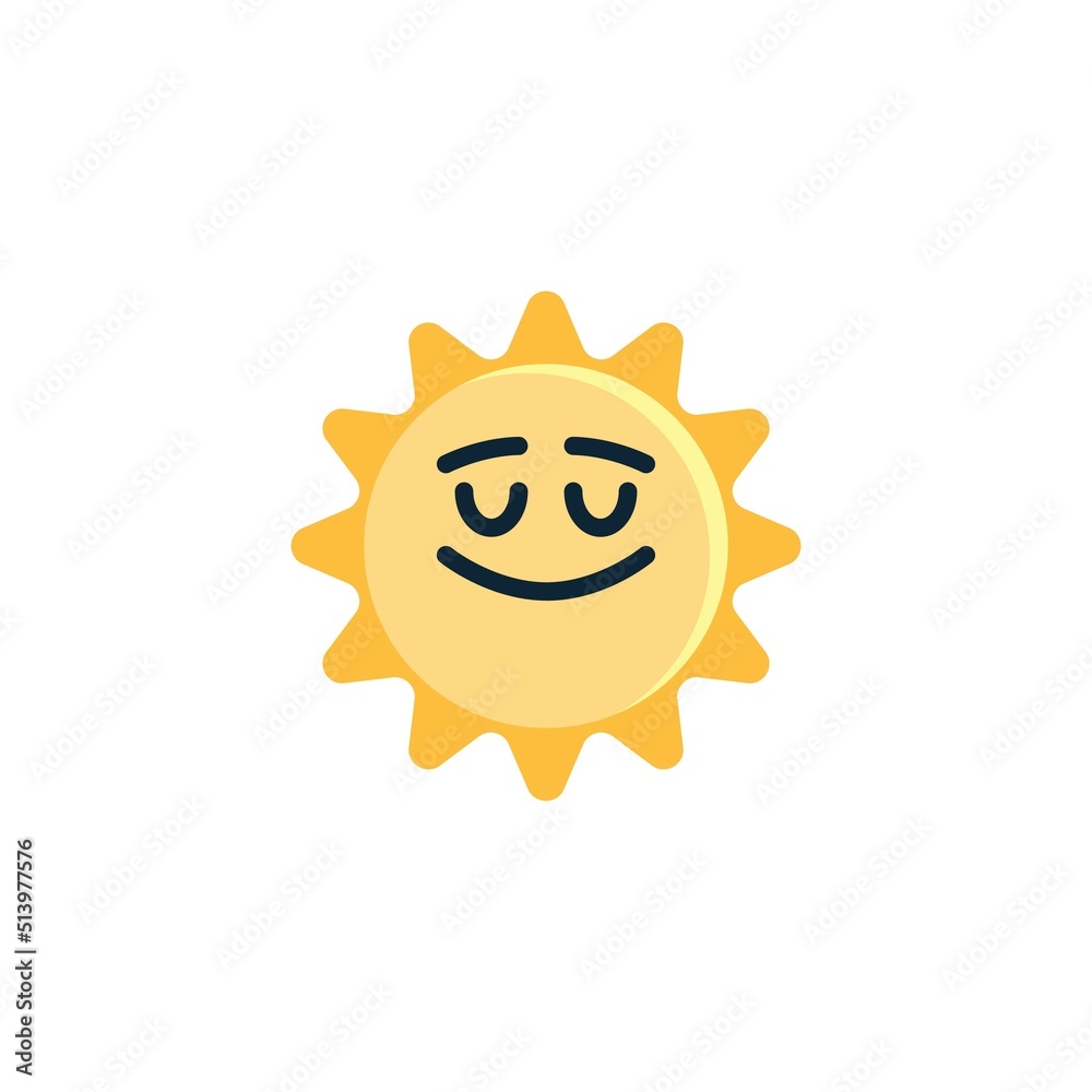 Sun Relieved Face emoji flat icon