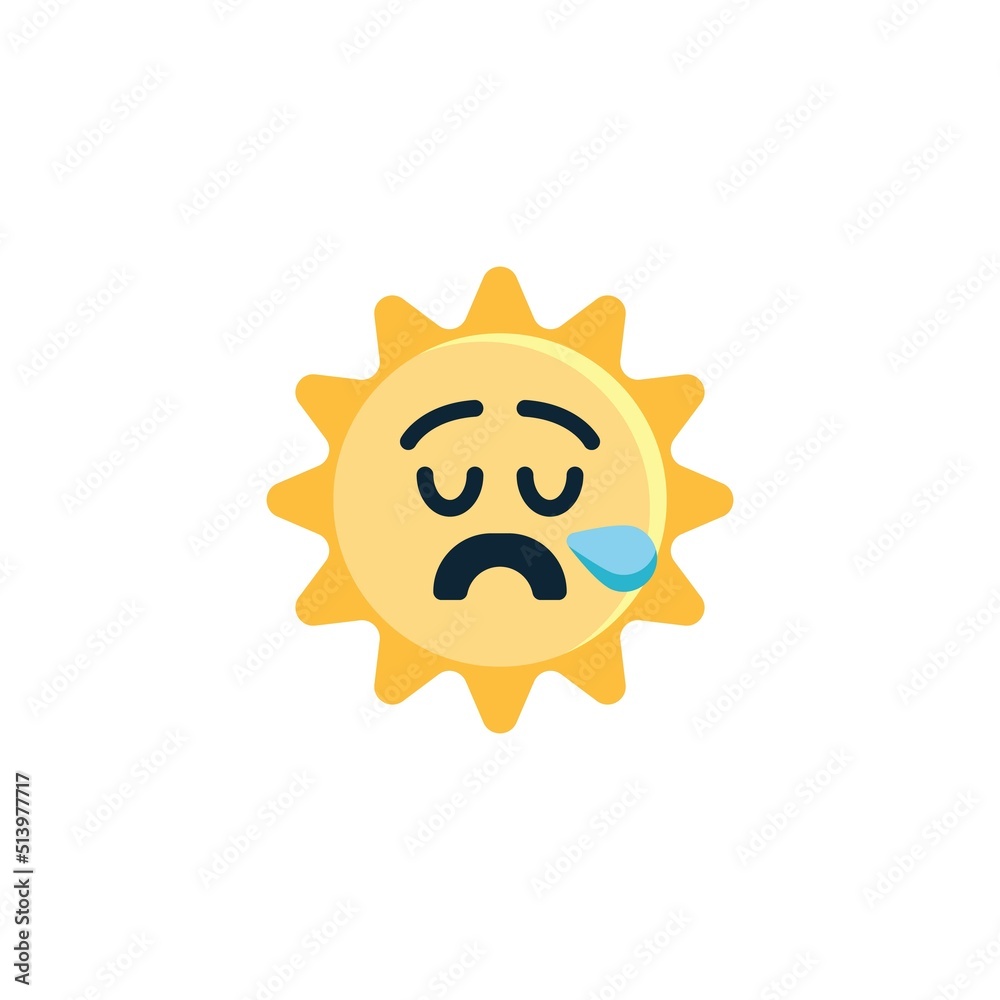 Sleepy Sun Face emoticon flat icon