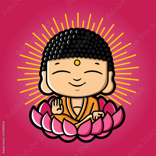 vector illustration of buddha in kawaii style 