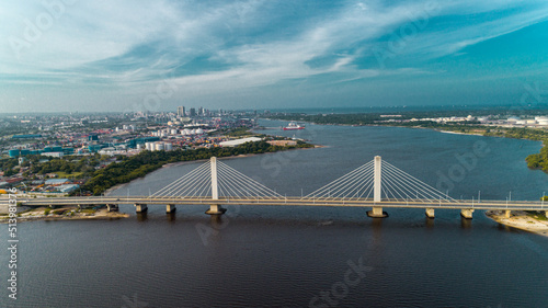Hanging bridge connects Dar es salaam city photo