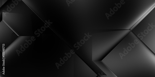 Black 3d geometric background. Trendy luxury minimalist design. Geometrical template. Premium abstract wallpaper with dark elements. Exclusive design for poster, brochure, presentation, website.