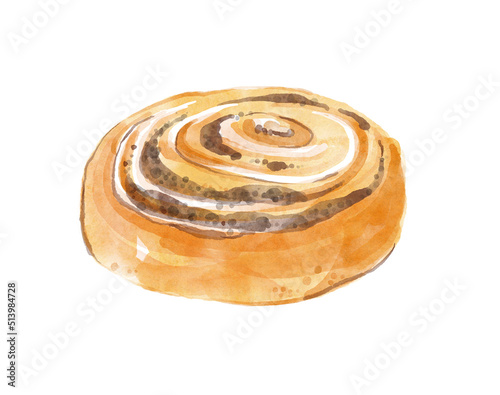 Hand-drawn watercolor cinnamon. Illustration isolated on the white background