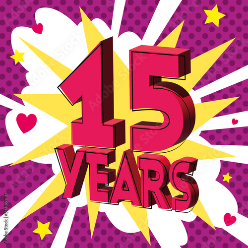 15 ans Carte Anniversaire BirthDay popart Rose
