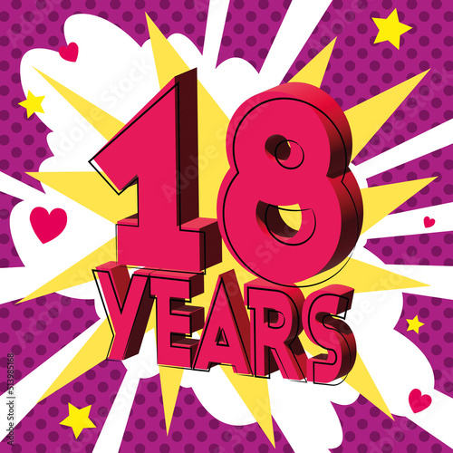 18 ans Carte Anniversaire BirthDay popart Rose