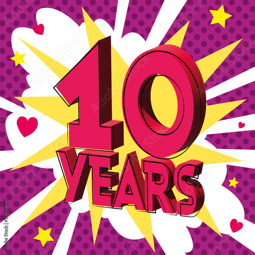 10 ans Carte Anniversaire BirthDay popart Rose