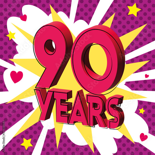 90 ans Carte Anniversaire BirthDay popart Rose