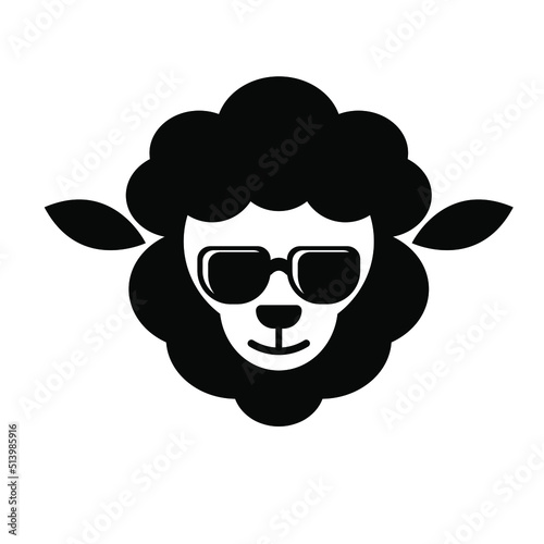 
cool sheep head logo wearing glasses