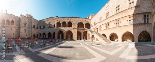 Print op canvas Panorama of courtyard in the palace of the Grand Master in Rhodes, Greece