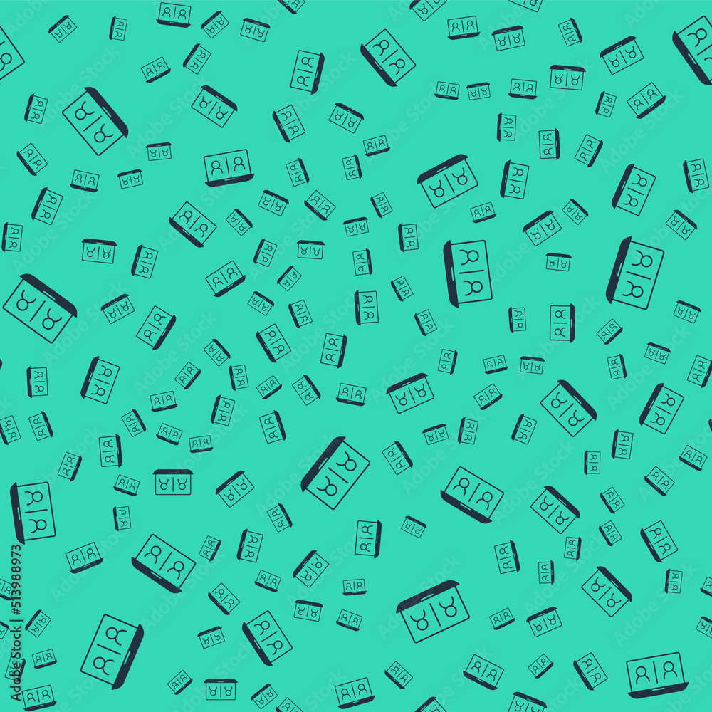Black Video chat conference icon isolated seamless pattern on green background. Online meeting work form home. Remote project management. Vector Black Video chat conference icon isolated seamless pattern on green background. Online meeting work form home. Remote project management. Vector