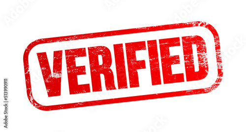 VERIFIED text stamp, business concept background