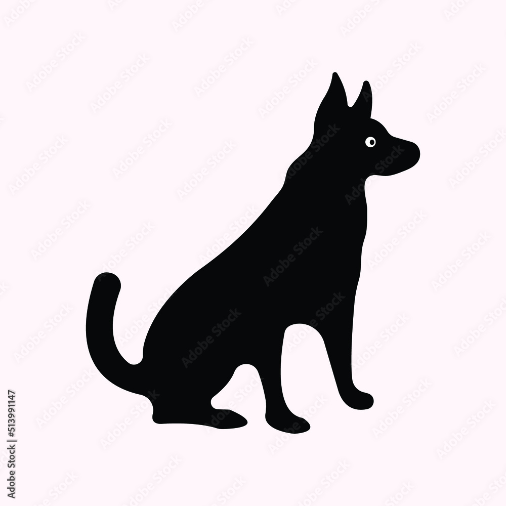 Black dog animal vector logo template design 