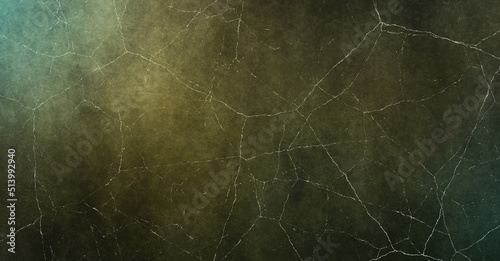 Cracked grunge background. Wallpaper with cracks and stains. Colorful scratched template. Texture and elements for your design. Gothic wall with distressed pattern.